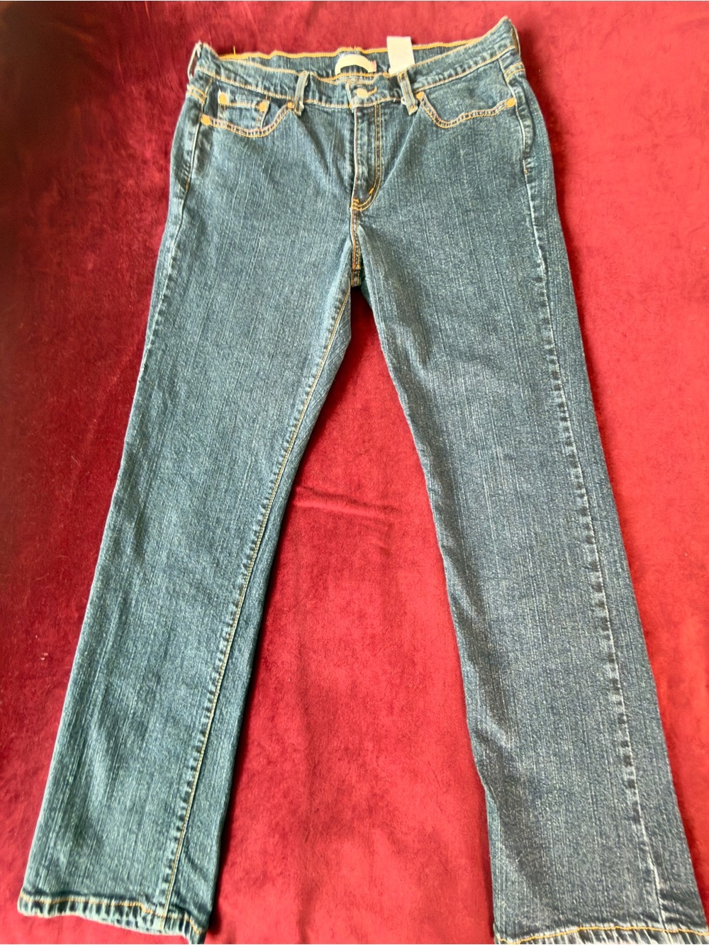 Levi's 505 Straight Leg Dark Blue Jeans with Contrast Stitching Sz 12s